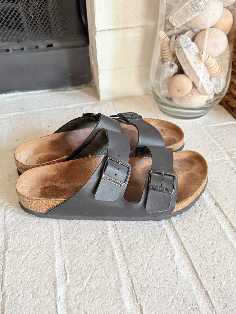 Birkenstock Arizona Black Sandals EU 41 Double Buckle Cork Footbed